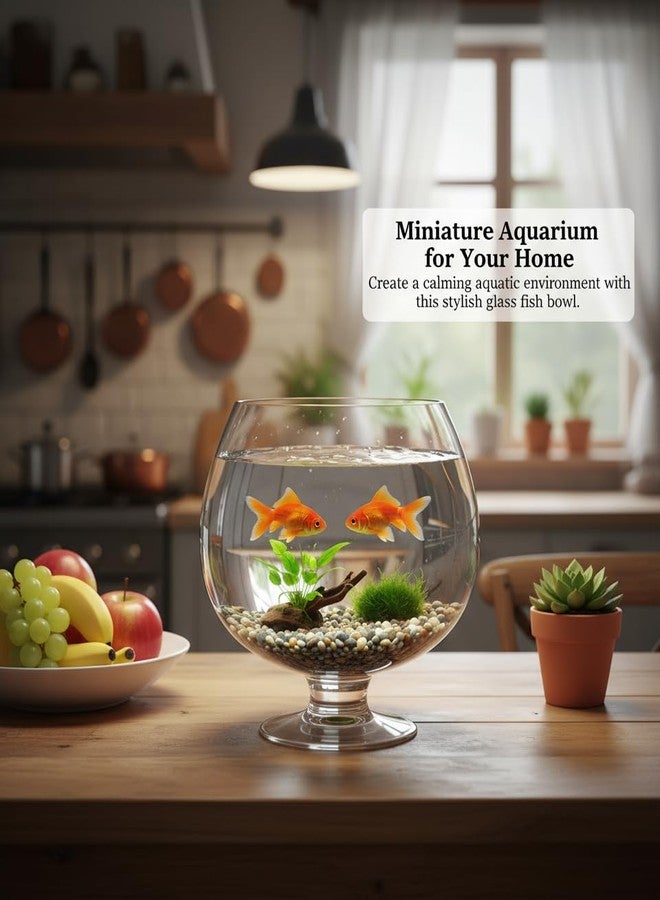 SUPVOX Glass Fish Bowl 6.7 Inch Round Goldfish Tank - Clear Glass Aquarium for Desktop Hydroponic Plants and Home Office Decor - Image 2